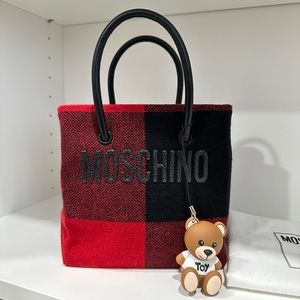 Moschino Logo Mini Crossbody Bag with Bear Charm
